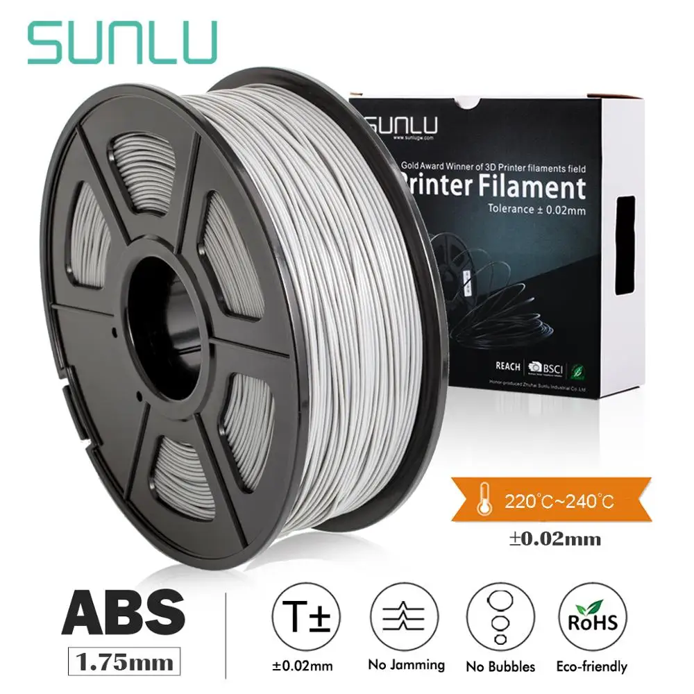

SUNLU ABS 1.75MM filament 1.75MM 1KG with Spool 3d printer filament ABS пластик 3d printing refills for kids designing toys
